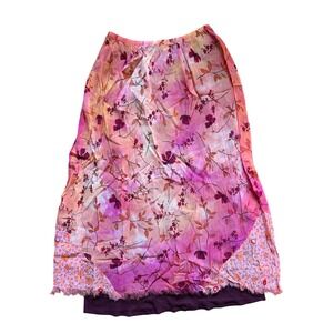 Vintage Carole Little 90s Boho Fairy Skirt Pink Floral Mixed Print Maxi L